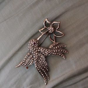 Hummingbird on flower Brooch